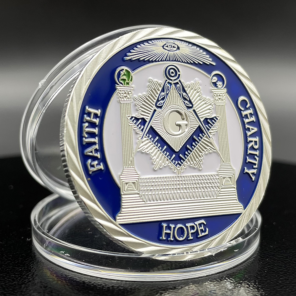 Token Coin Mechanism - Masonic Freemason Badge Silver Coin Faith