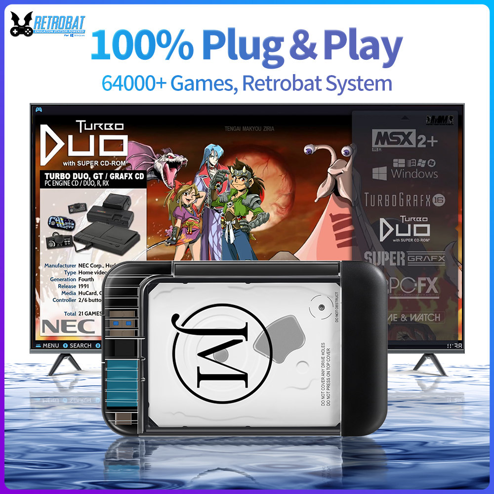 Arcade X - RETROBAT Portable 500G Gaming HDD Consoles