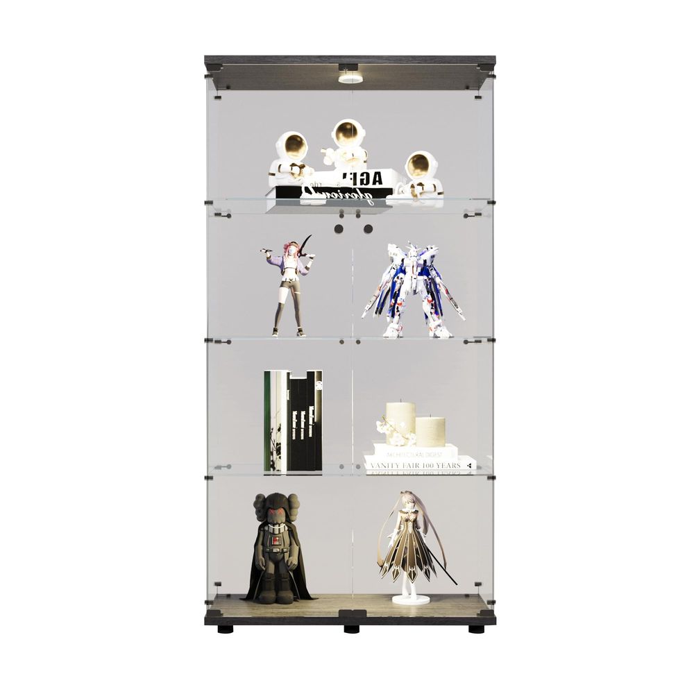 Glass Cabinet Display - 4Shelf Tempered Glass Display Cabinet with