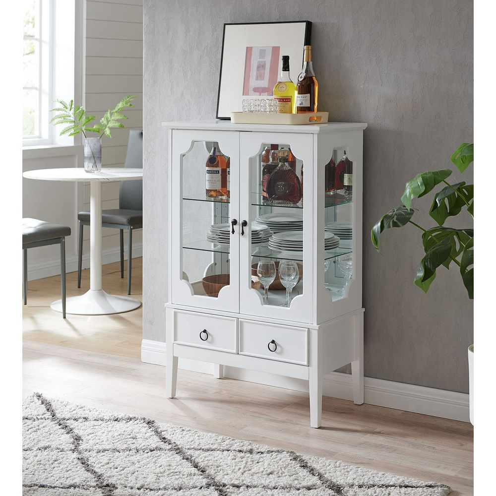 Glass Cabinet Display - Curio Accent Storage Cabinet with Doors,