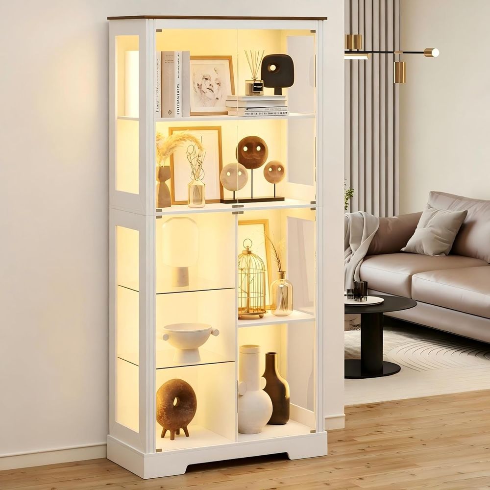Glass Cabinet Display - 7-Tier Glass Display Cabinet with Human
