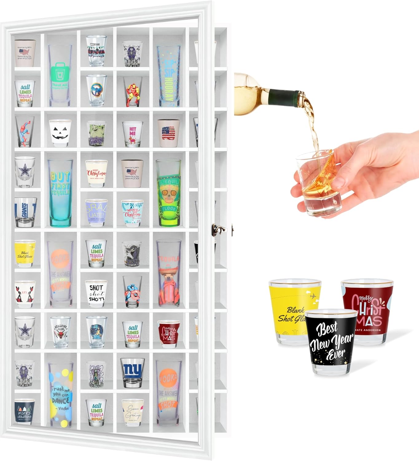 Solid Wood Shot Glass Display  - Glass Cabinet Display recension och pris