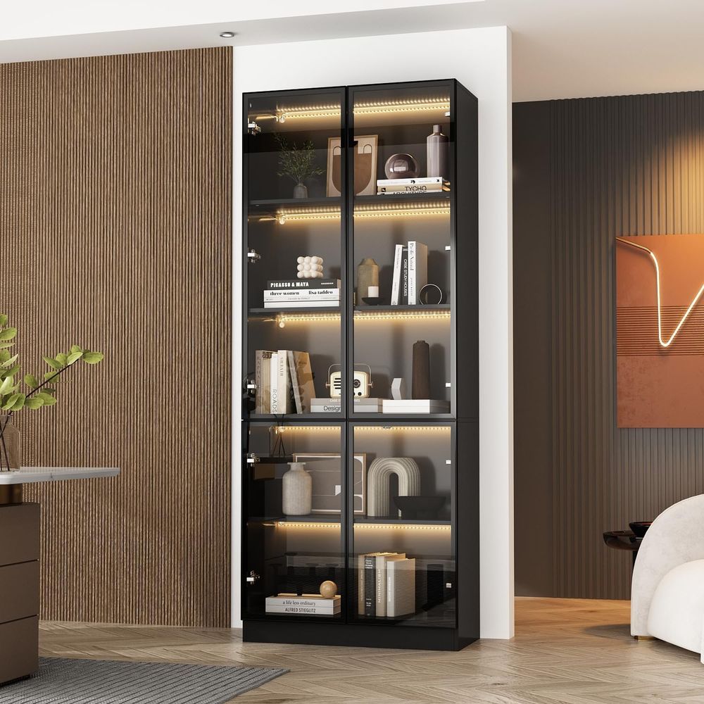 Tall Glass Door LED Lighted Di - Glass Cabinet Display recension och pris
