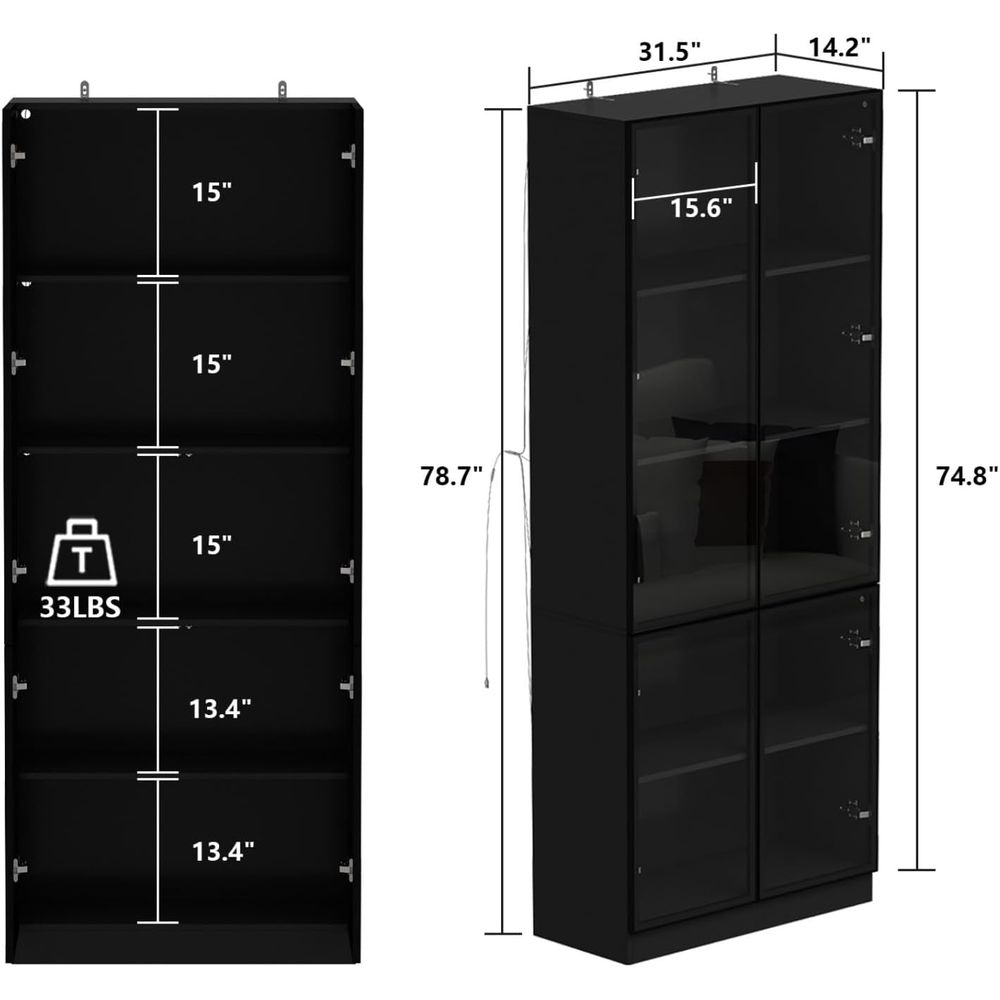 Tall Glass Door LED Lighted Di - Glass Cabinet Display recension och pris