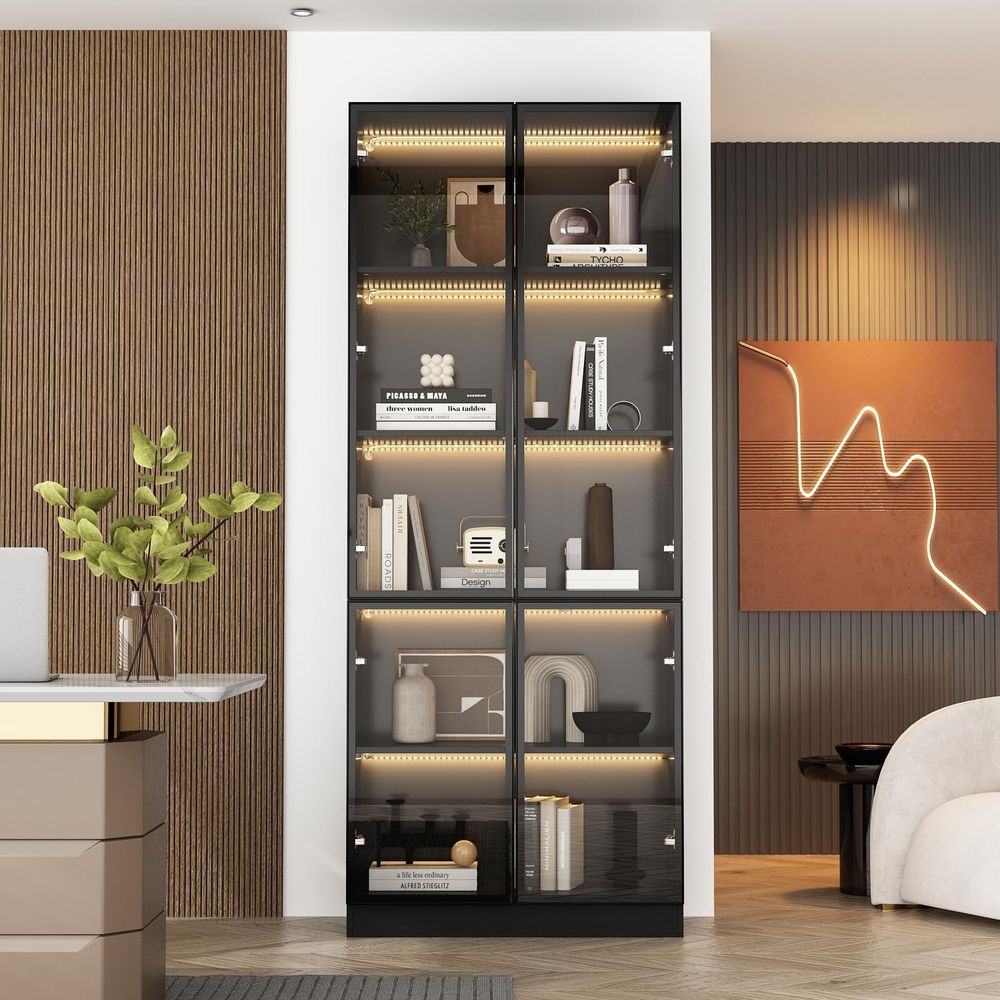 Tall Glass Door LED Lighted Di - Glass Cabinet Display recension och pris