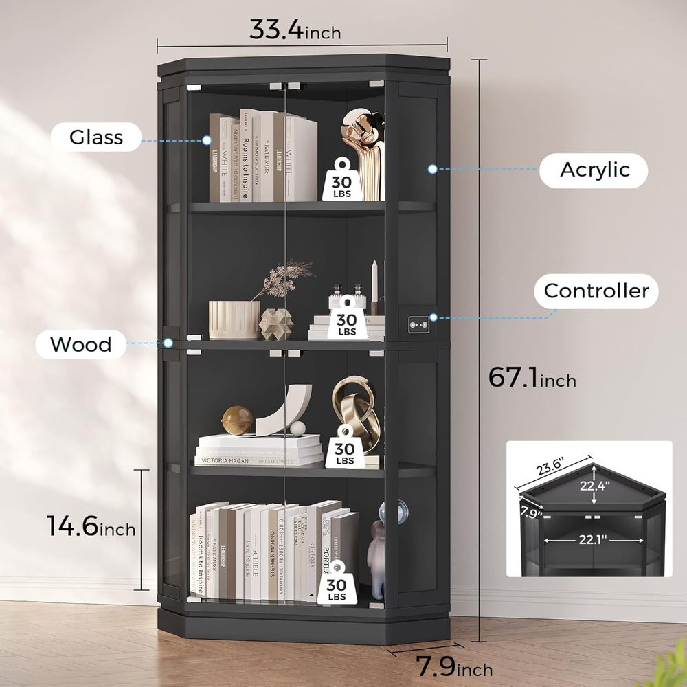 67 Tall 4-Tier Glass Display C - Glass Cabinet Display recension och pris