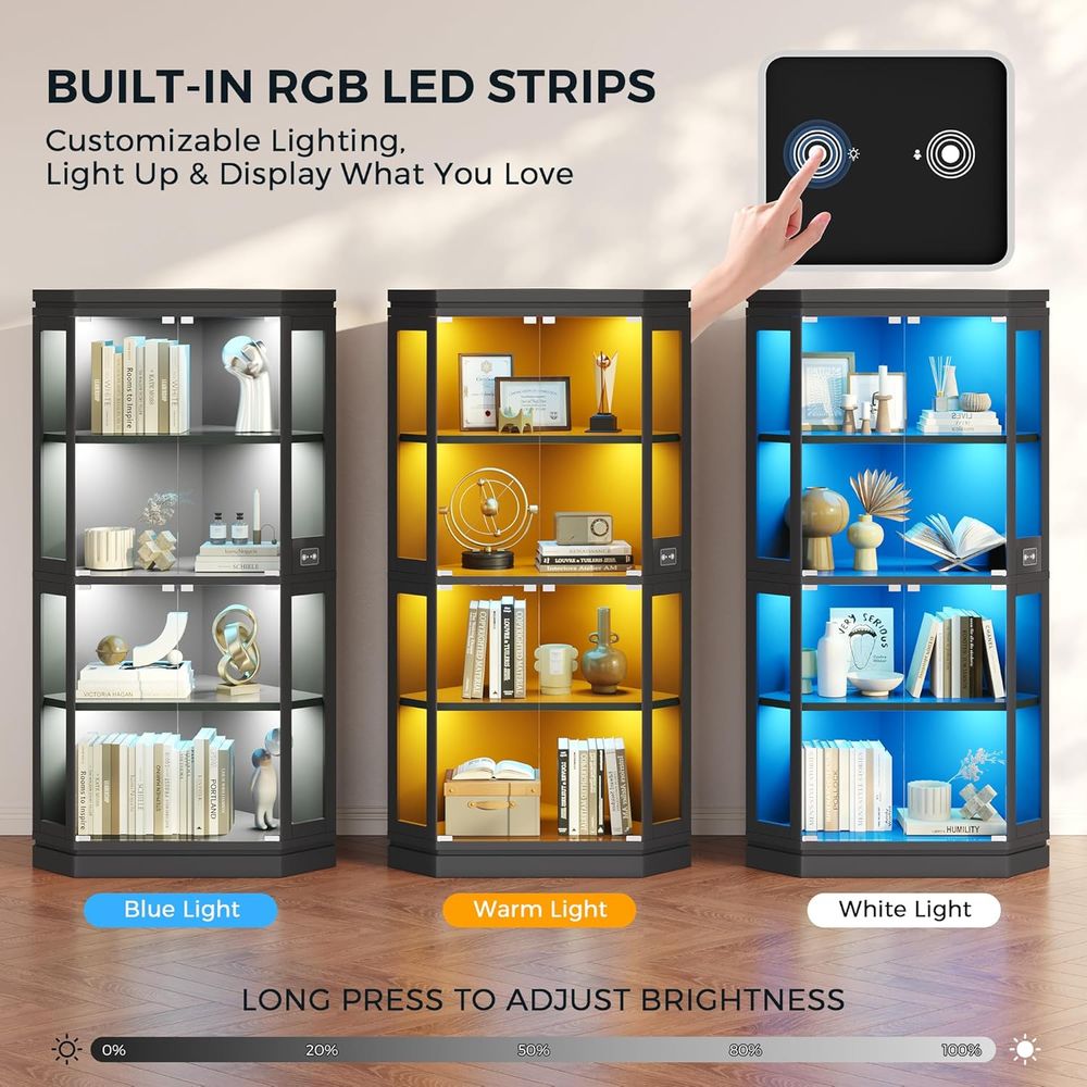 67 Tall 4-Tier Glass Display C - Glass Cabinet Display recension och pris