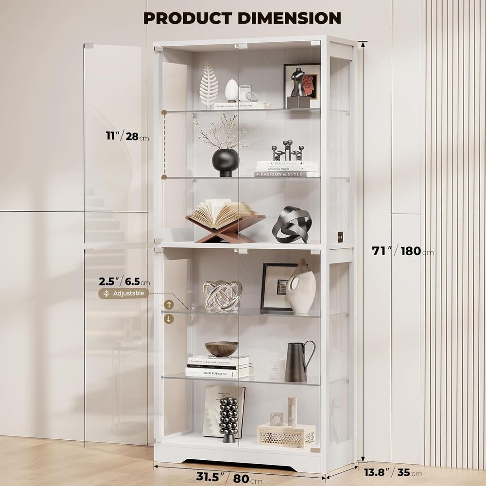 71 6-Tier Glass Door Display C - Glass Cabinet Display recension och pris