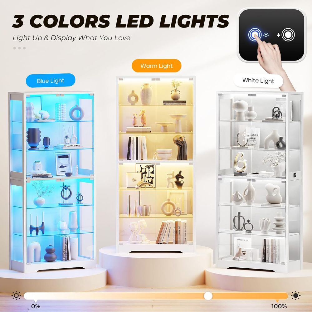 71 6-Tier Glass Door Display C - Glass Cabinet Display recension och pris