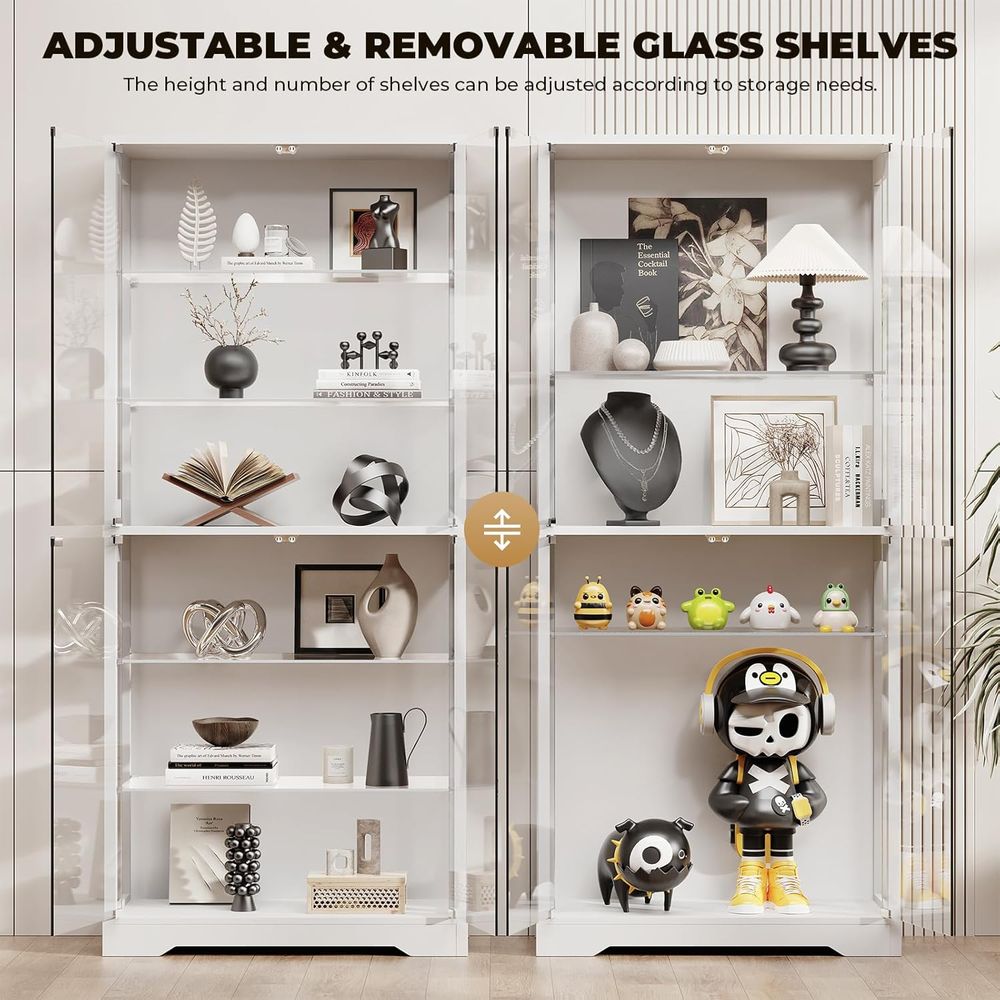 71 6-Tier Glass Door Display C - Glass Cabinet Display recension och pris