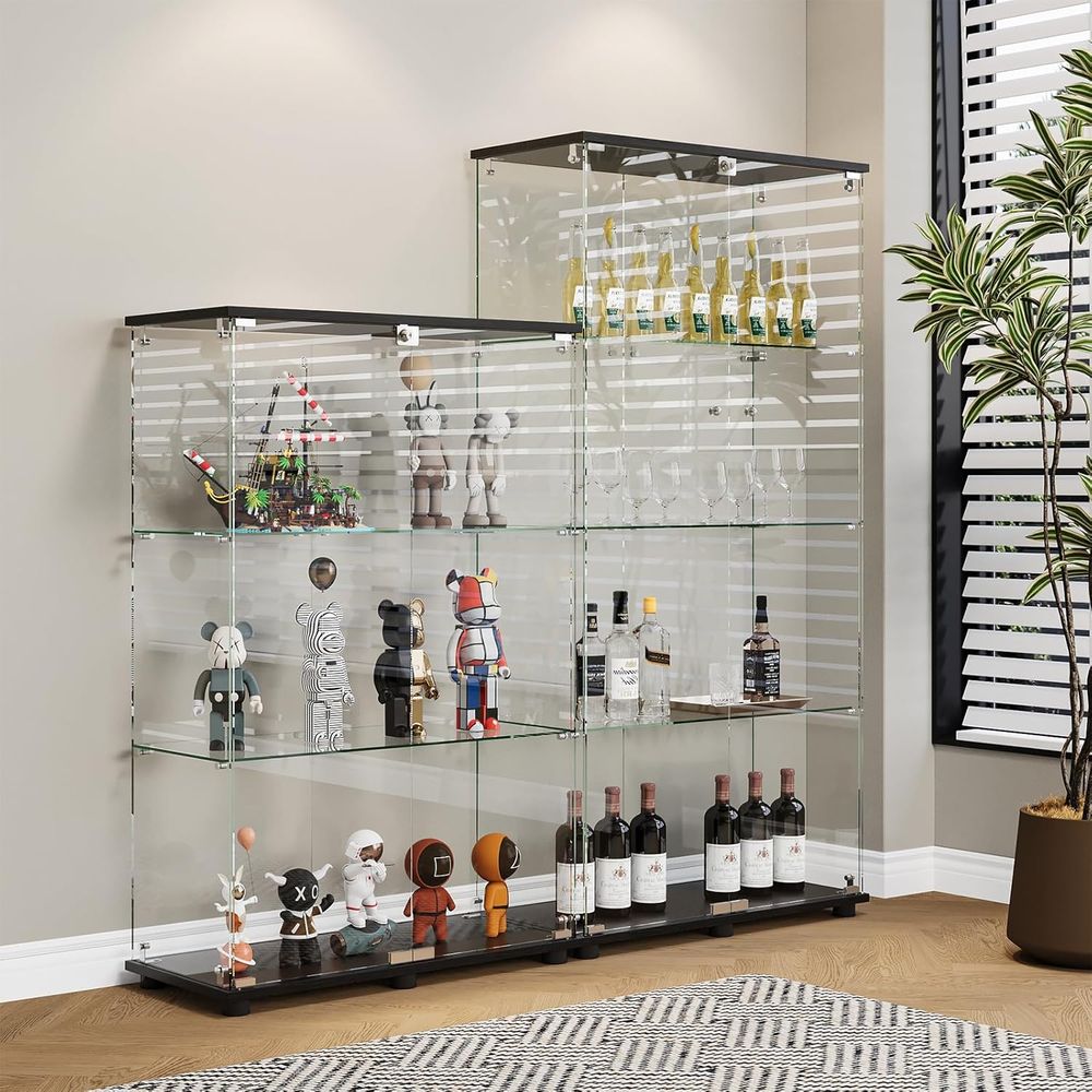 4-Shelf Double Door Lockable G - Glass Cabinet Display recension och pris