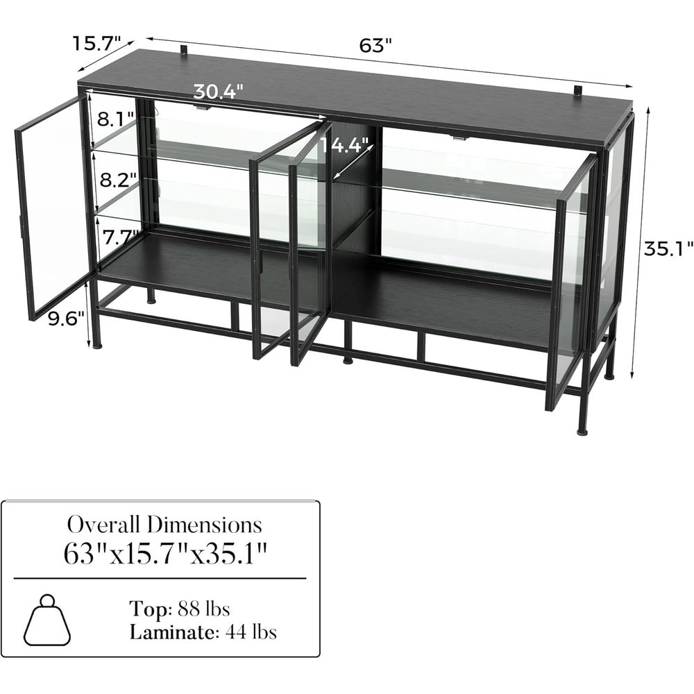 64 Metal Framed Glass Door Dis - Glass Cabinet Display recension och pris