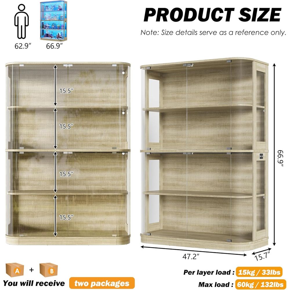 47.2 Glass-Door 4-Tier Display - Glass Cabinet Display recension och pris