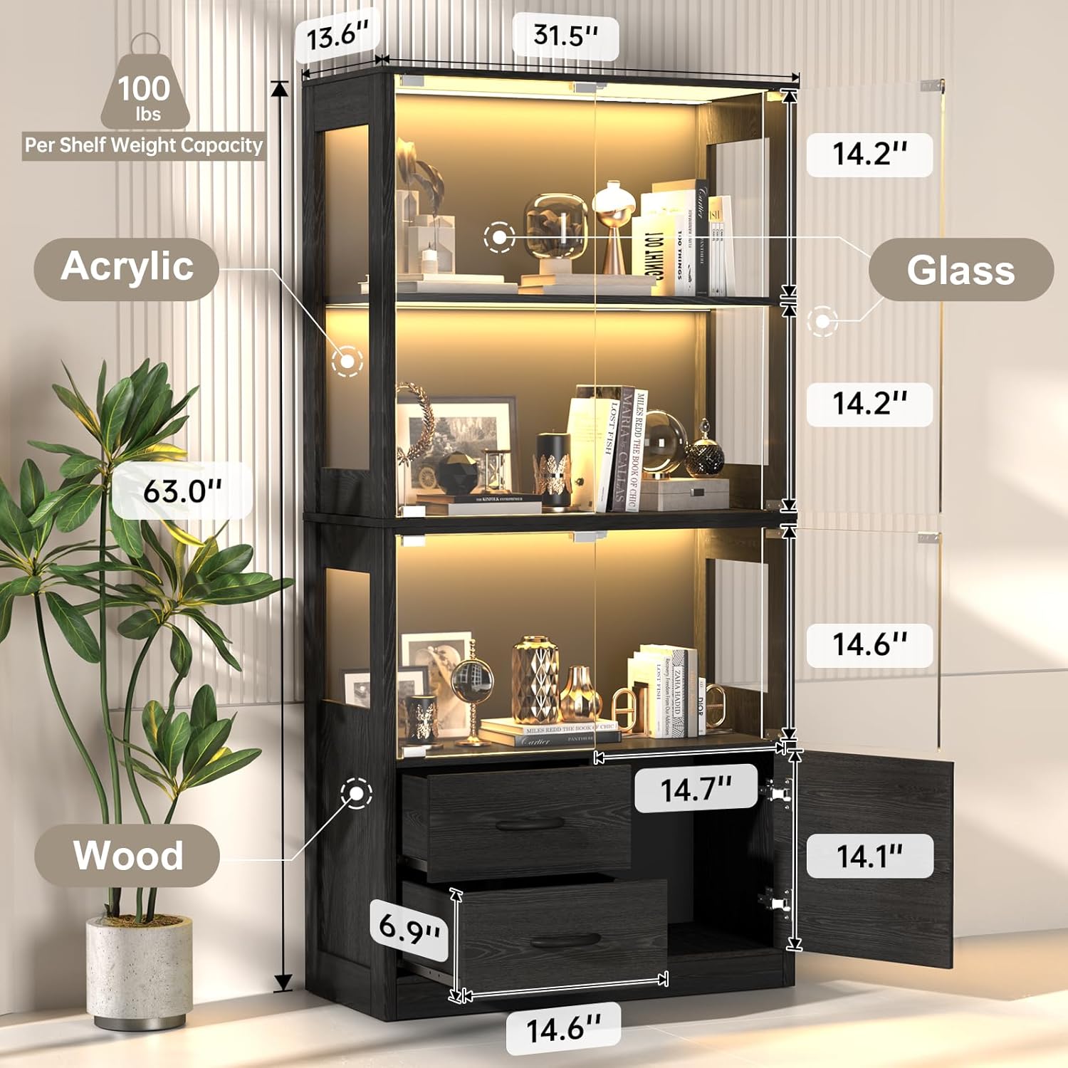 Display Cabinet with Glass Doo - Glass Cabinet Display recension och pris