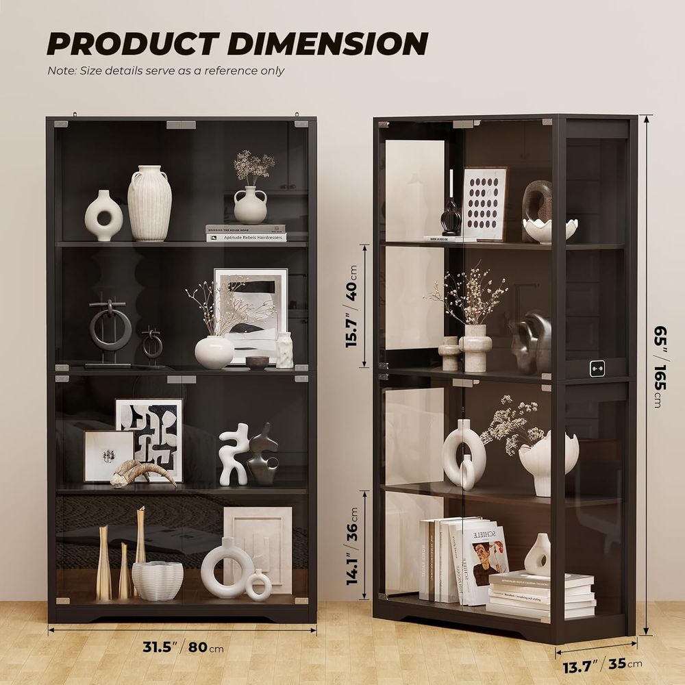 4-Tier Glass Display Cabinet w - Glass Cabinet Display recension och pris