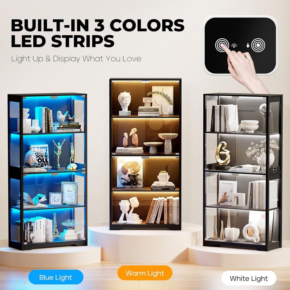 4-Tier Glass Display Cabinet w - Glass Cabinet Display recension och pris
