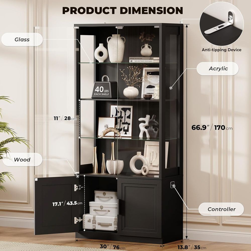 67 4-Tier Glass Display Cabine - Glass Cabinet Display recension och pris
