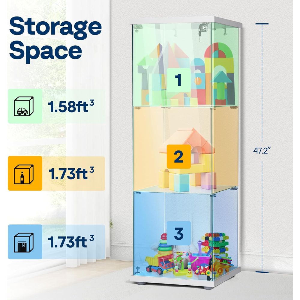 15.7W x 15.7D x 47.2H Tempered - Glass Cabinet Display recension och pris