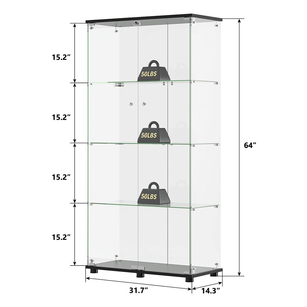 Glass Display Cabinet with 4 S - Glass Cabinet Display recension och pris