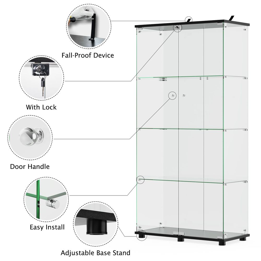 Glass Display Cabinet with 4 S - Glass Cabinet Display recension och pris