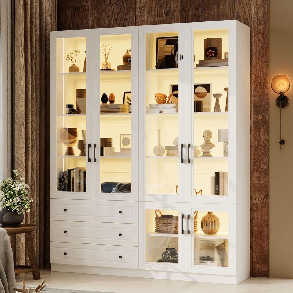 78.7 LED-Lit Storage Cabinet w - Glass Cabinet Display recension och pris