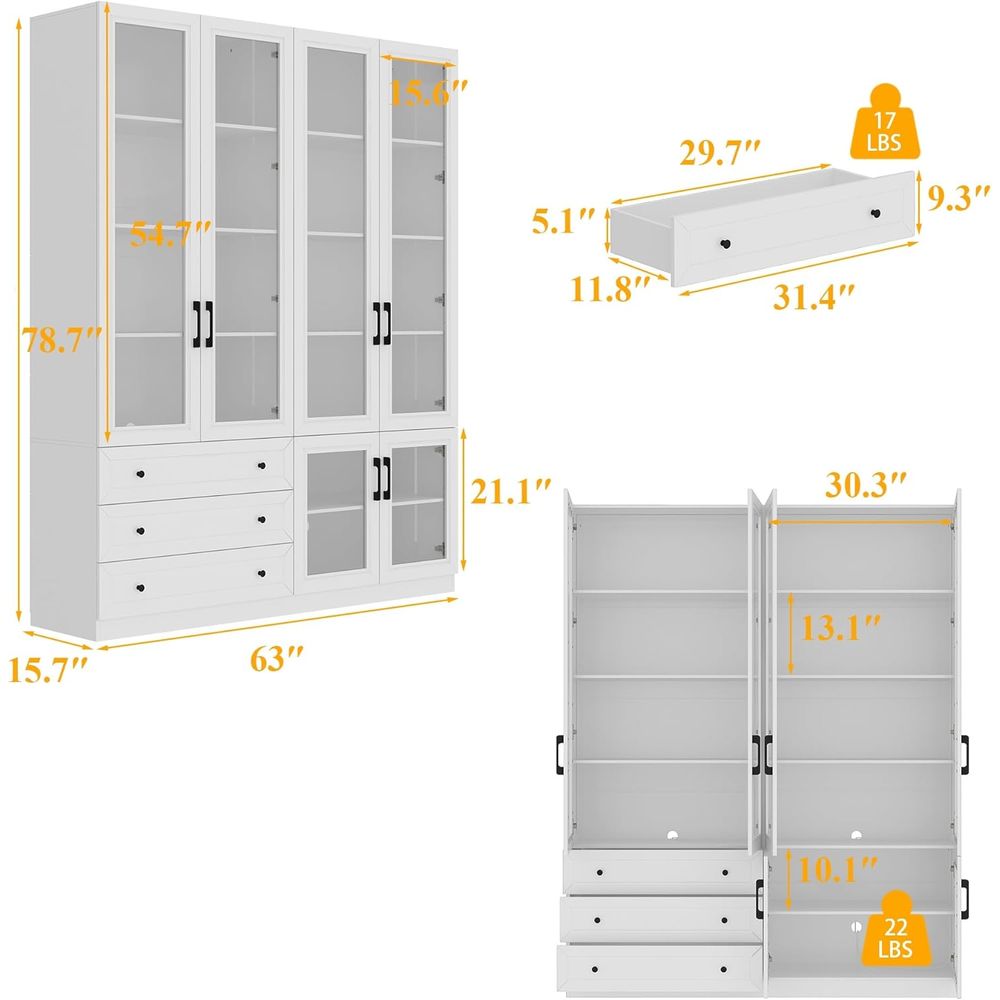 78.7 LED-Lit Storage Cabinet w - Glass Cabinet Display recension och pris