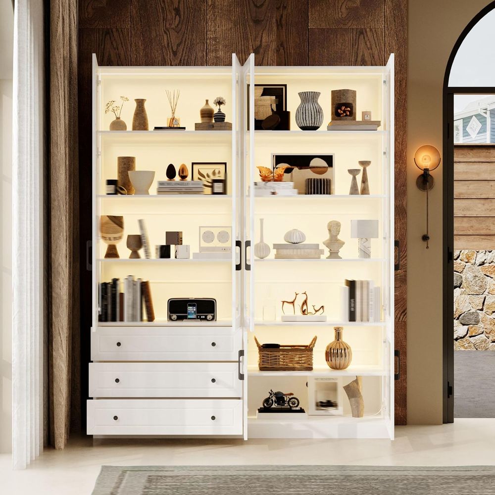 78.7 LED-Lit Storage Cabinet w - Glass Cabinet Display recension och pris