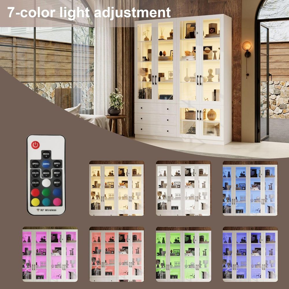 78.7 LED-Lit Storage Cabinet w - Glass Cabinet Display recension och pris