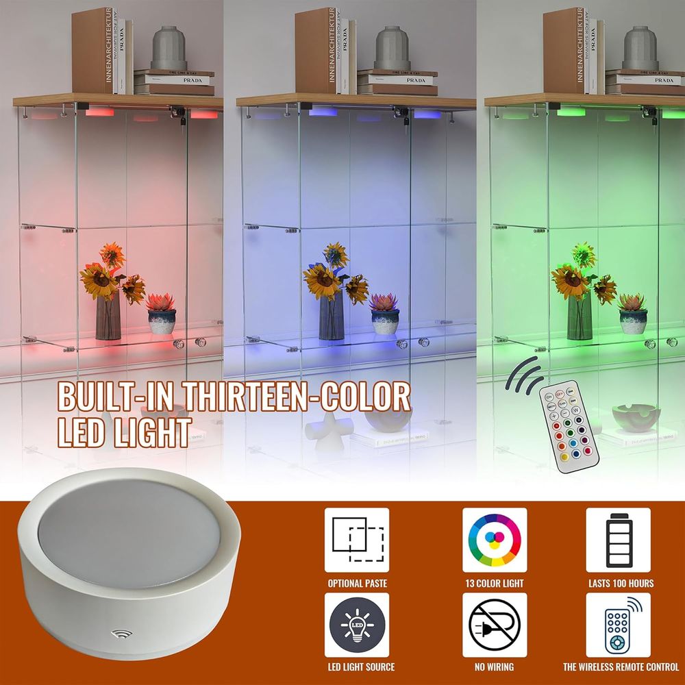 4-Tier Glass Cabinet with LED  - Glass Cabinet Display recension och pris