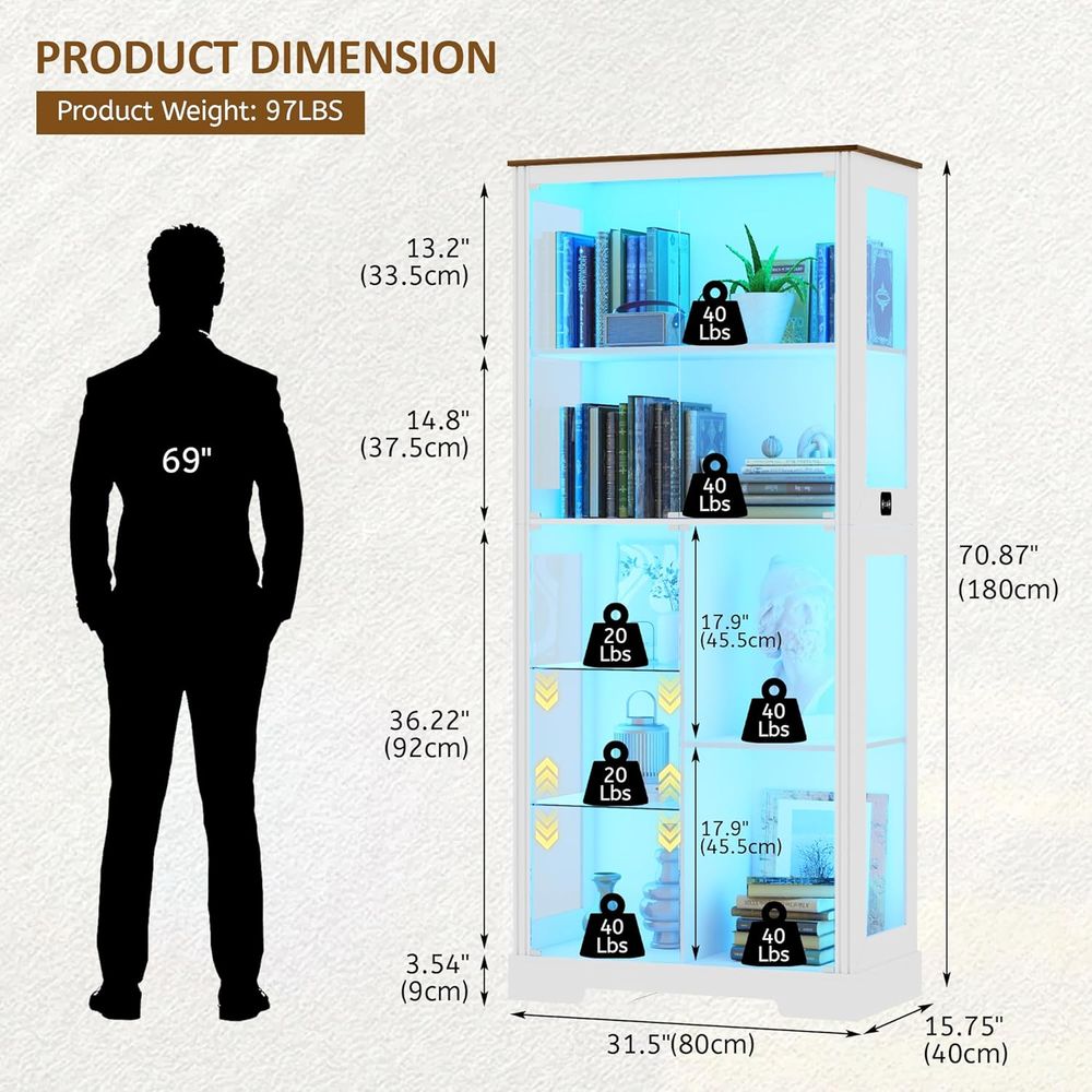 7-Tier Glass Display Cabinet w - Glass Cabinet Display recension och pris
